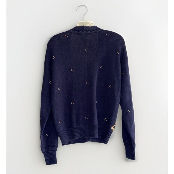 Vtg Herman Geist Embroidered Sweater Cardigan Cotton Linen Granny Cottage Medium - Picture 2 of 15